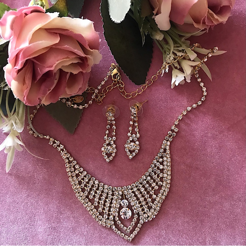 SP Sophia Collection Rhinestone Necklace Earring Set